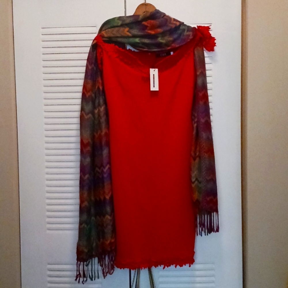Red sheath dress